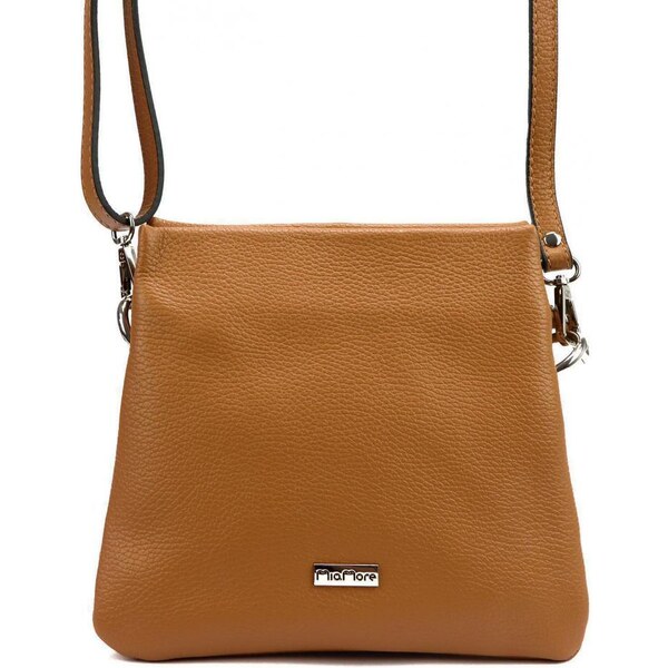 MiaMore Kožená crossbody dámska kabelka s tromi oddielmi camel hnedá 35045525