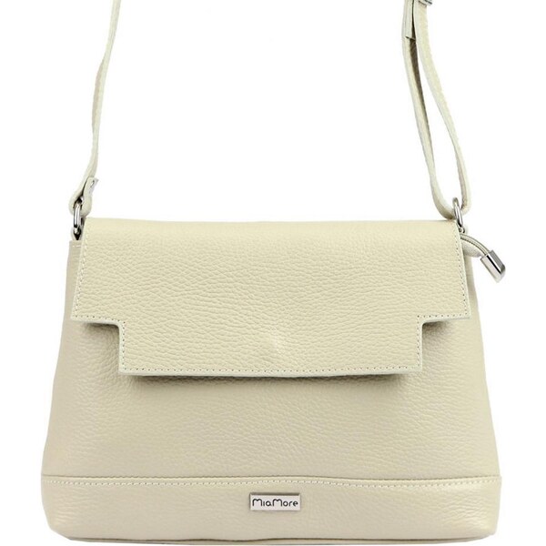 MiaMore Kožená crossbody dámska kabelka béžová 01-017 35045523