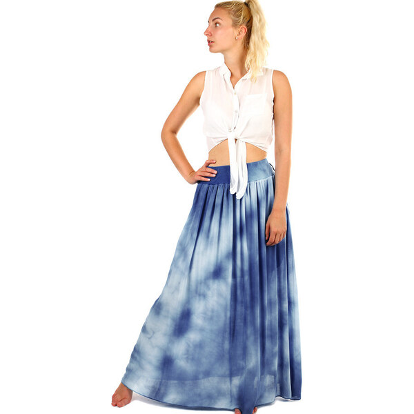 Glara Dámska dlhá batikovaná maxi sukňan ku kotníkom 36988056