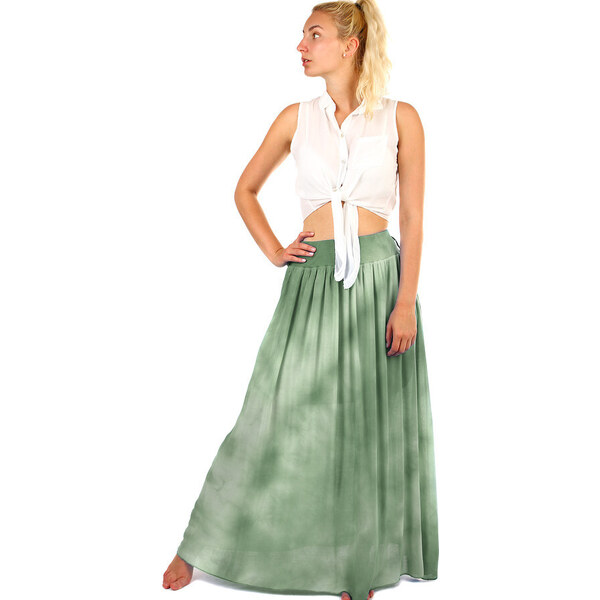 Glara Dámska dlhá batikovaná maxi sukňan ku kotníkom 36988059