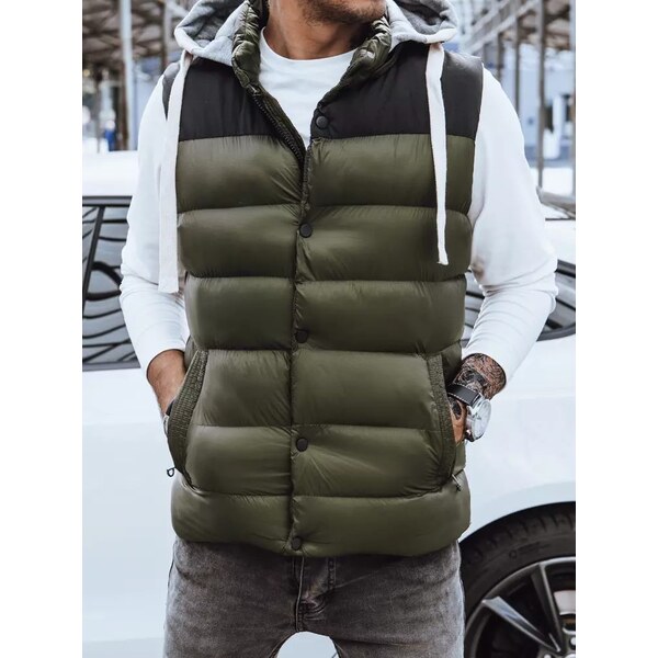 Dstreet Trendy vesta s kapucňou v zelenej farbe 59701975