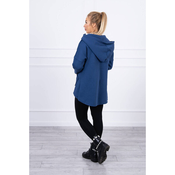 K-Fashion Zateplená mikina s dlhším chrbtom a vreckami z džínsoviny 49770342