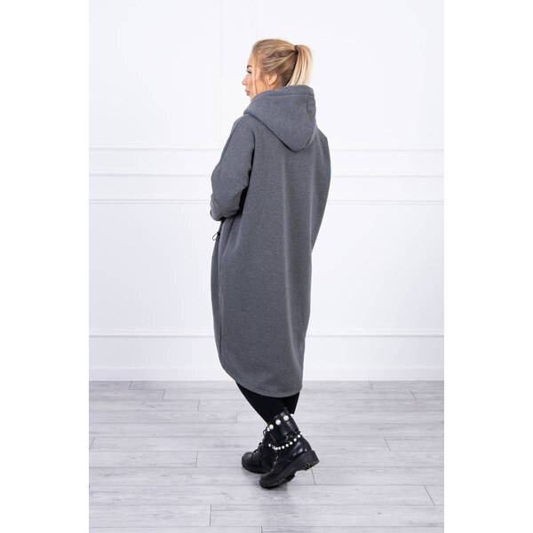 K-Fashion Zateplená dlhá mikina v grafitovej melanžovej farbe 49765265