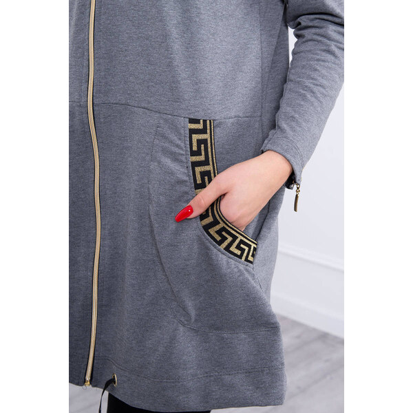 K-Fashion Mikina s ozdobnou páskou grafitová 44560204