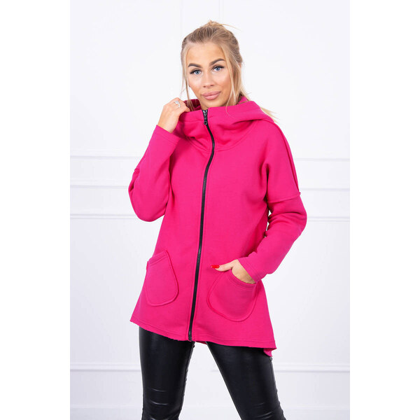 K-Fashion Zateplená mikina s predĺženým chrbtom a vreckami fuchsiová 44560232