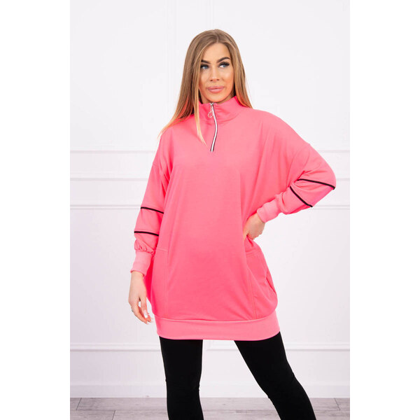 K-Fashion Mikina so zipsom a vreckami ružová neónová 44560444