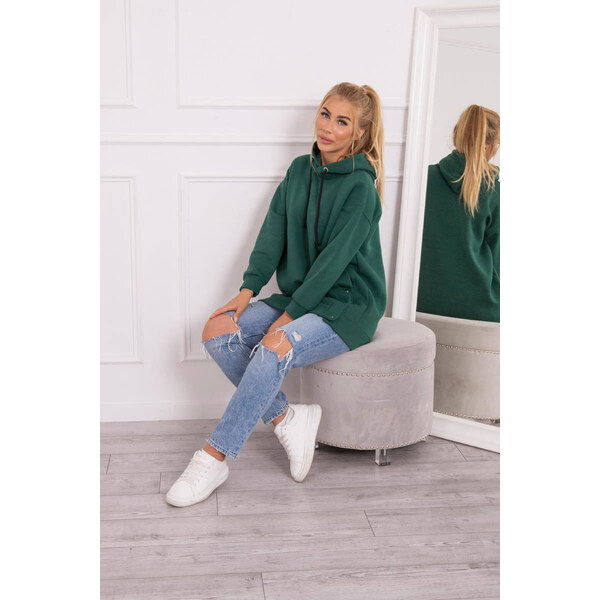 K-Fashion Zateplená mikina s patentkami tmavo zelená 44560524