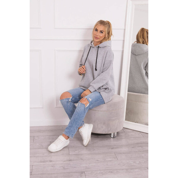 K-Fashion Zateplená mikina so zapínaním na cvoky sivá 44560525