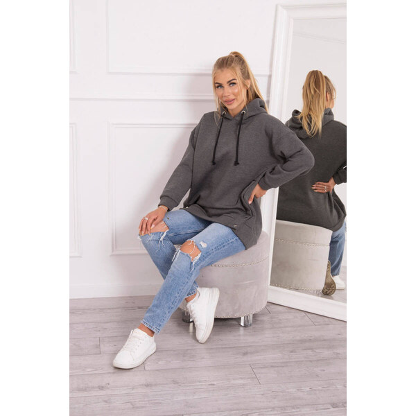K-Fashion Zateplená mikina so zapínaním na patentky grafitová 44560527
