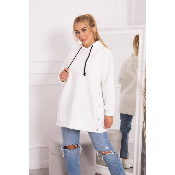 K-Fashion Zateplená mikina so zapínaním na cvoky ecru 44560531