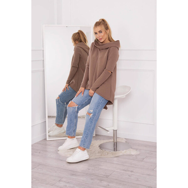 K-Fashion Zateplená mikina s dlhšou zadnou časťou mocca 44560550