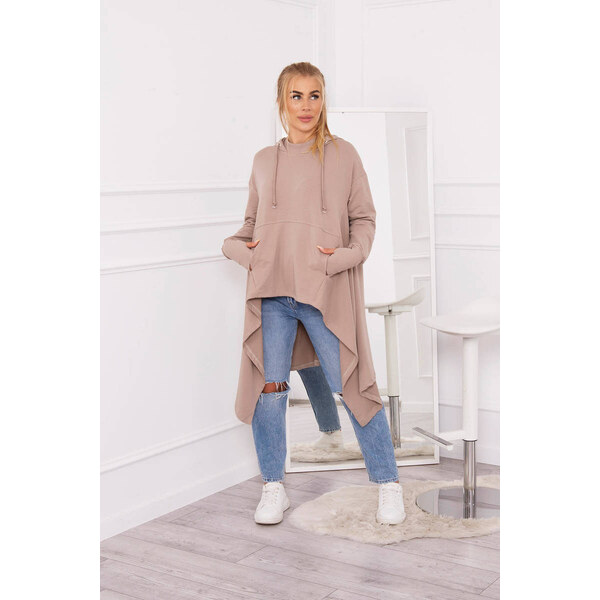K-Fashion Blúzka s rozšíreným spodným dielom tmavo béžová 44560553