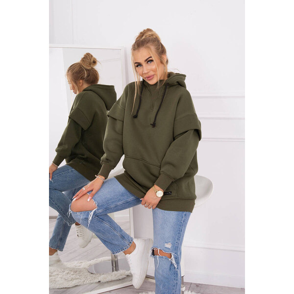 K-Fashion Zateplená blúzka s polovičným rolákom khaki farby 44560648