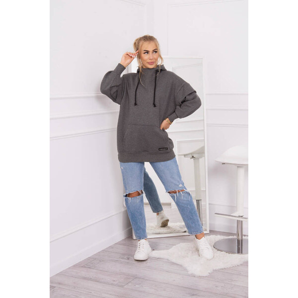 K-Fashion Mikina Warm-up s polovičným zipsom v grafitovej farbe 44560650