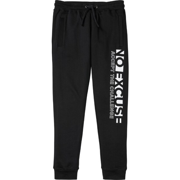 bonprix Tepláky so športovou potlačou z čistej bavlny, farba čierna 45457053