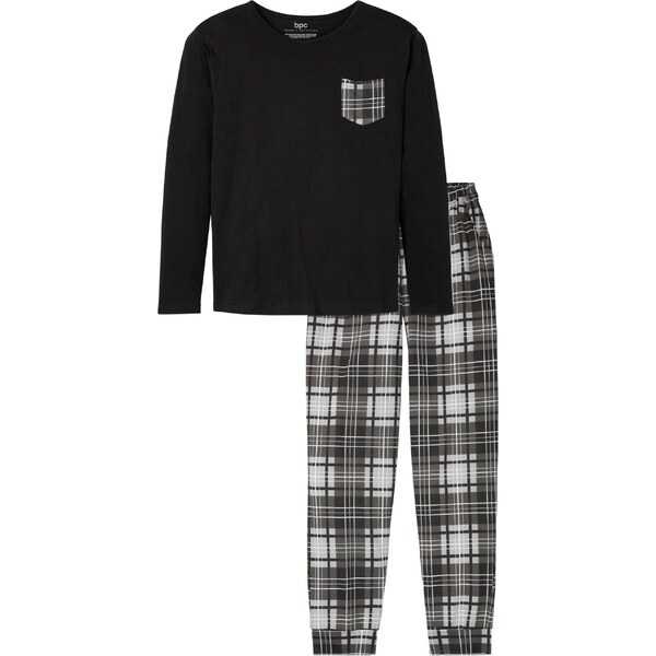 bonprix Pyžamo z čistej bavlny, farba čierna 45191984