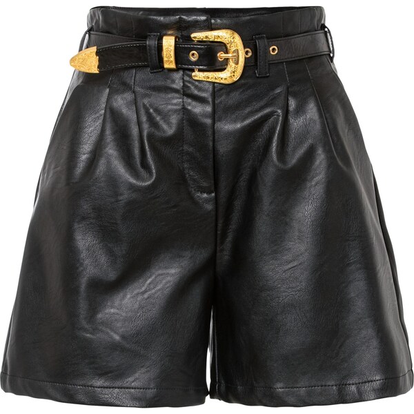 bonprix Šortky, koženkové s opaskom, farba čierna 45853433