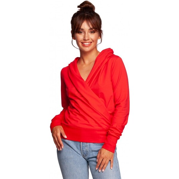 BeWear B246 Zavinovací sveter s kapucňou - červený 35551192