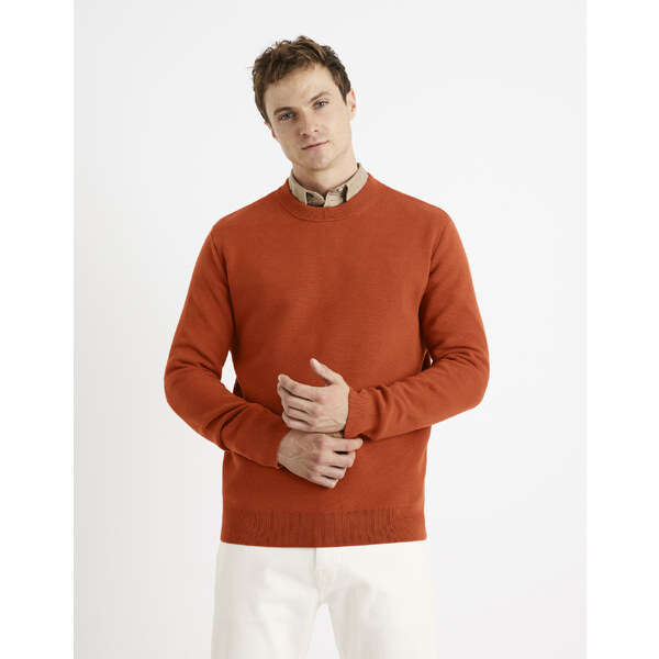 Tehlový pánsky basic sveter Celio Beclo 50494269