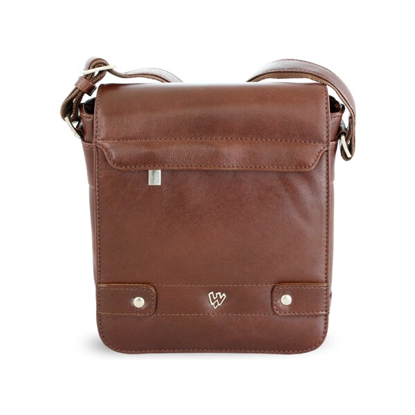 Arwel Malý hnedý pánsky kožený crossbag s poklopom 215-1701-40 36559790