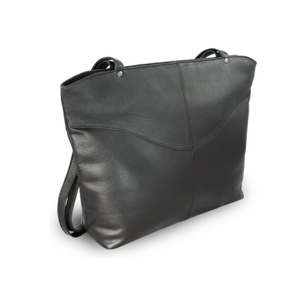 Arwel Čierna kožená zipsová kabelka s dvoma popruhmi 212-2018-60 66065268