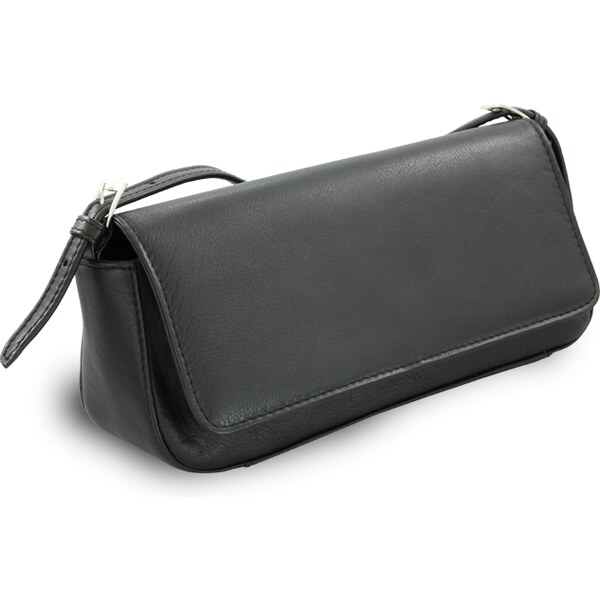 Arwel Čierna kožená klopnová kabelka s krátkym popruhom 213-1015-60 66065270
