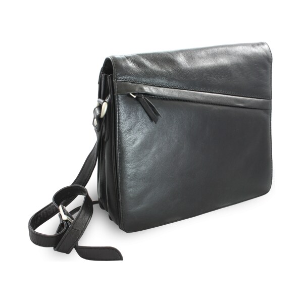 Arwel Čierna kožená klopnová kabelka 213-4005-60 66065271