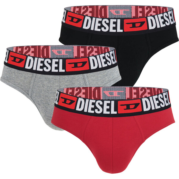 DIESEL - slipy 3PACK cotton stretch black, red, gray 64589215