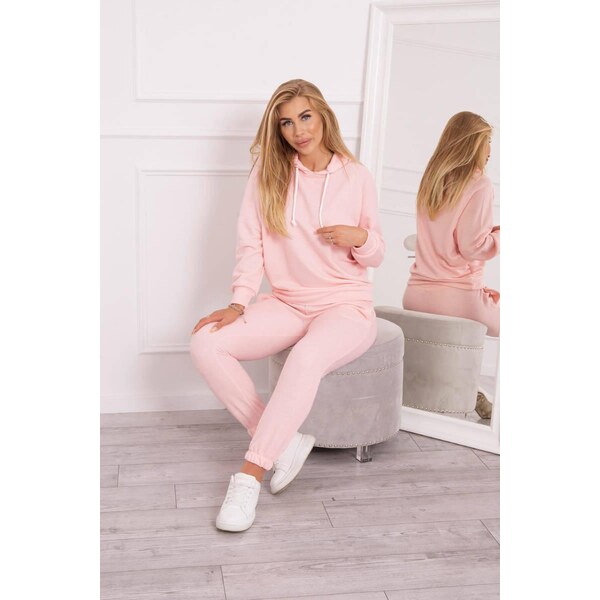 MladaModa Tepláková súprava s kapucňou model 9361 pudrovo ružová 35230901