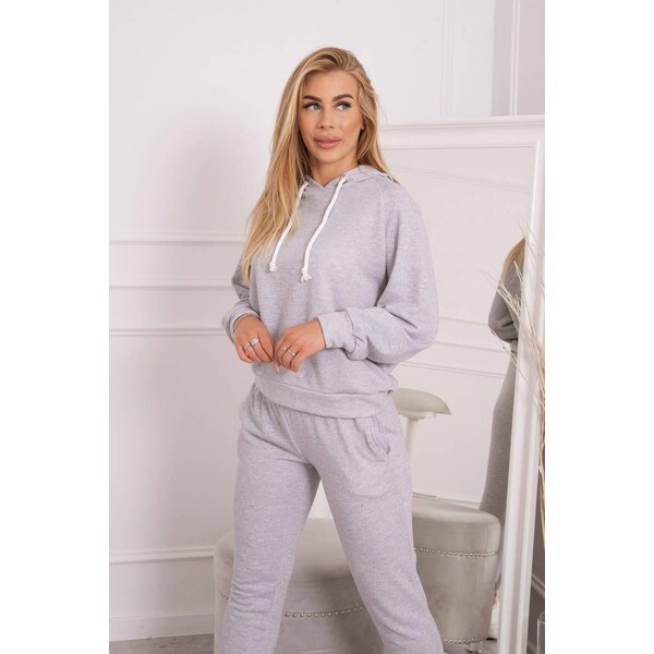 MladaModa Tepláková súprava s kapucňou model 9361 šedá 35230904