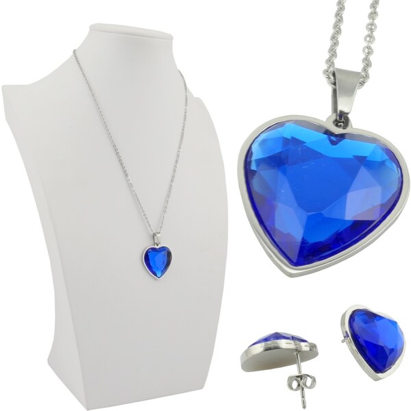 CITY STORM Dámsky set retiazka s náušnicami modré srdiečko - Bailee 66888838