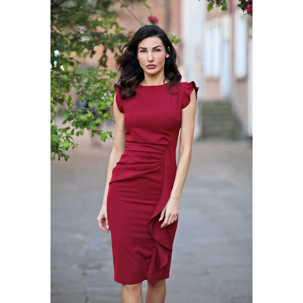 Glara Dámske elegantné šaty s volánom 37512132