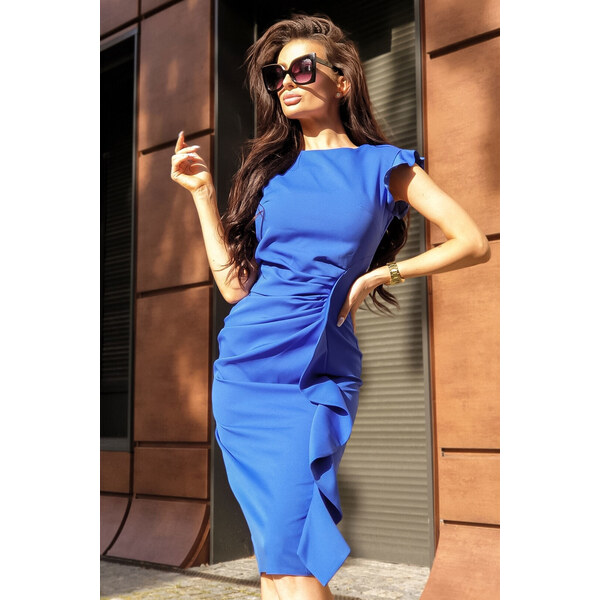 Glara Dámske elegantné šaty s volánom 49223511