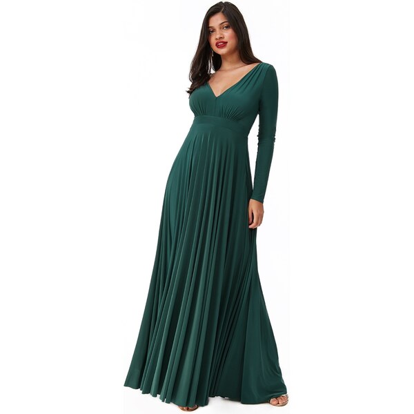 miadresses.sk Zelené dlhé spoločenské šaty s rukávmi 35265264