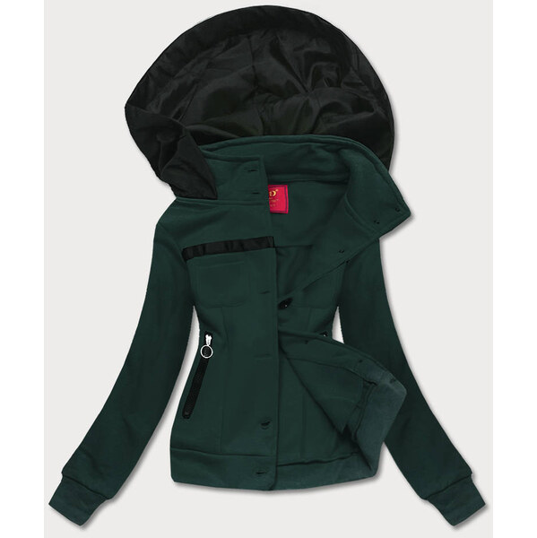 LHD Tmavozelená dámska krátka mikina na zips (AMG-63) 64913581