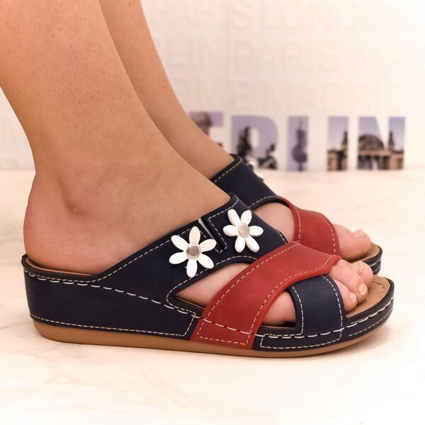 JOHN-C Dámske modré klinové šľapky BETA 35342729