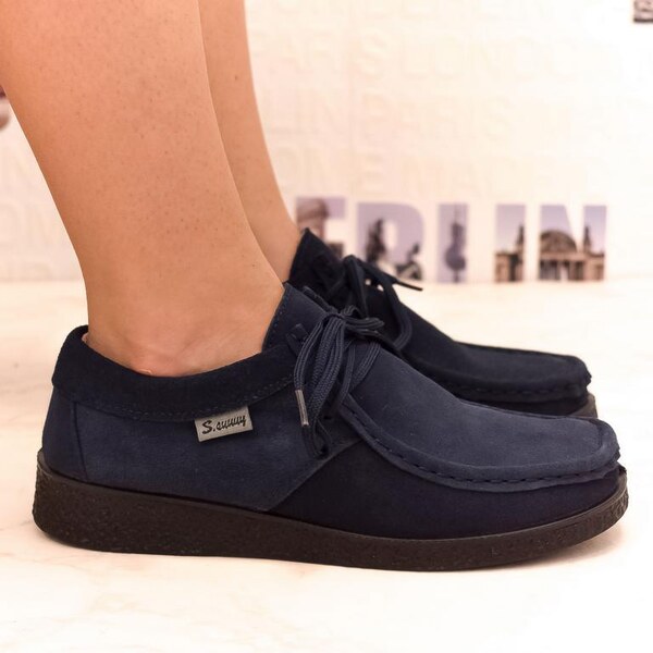 JOHN-C Dámske kožené tmavomodré poltopánky LAKY 35342734