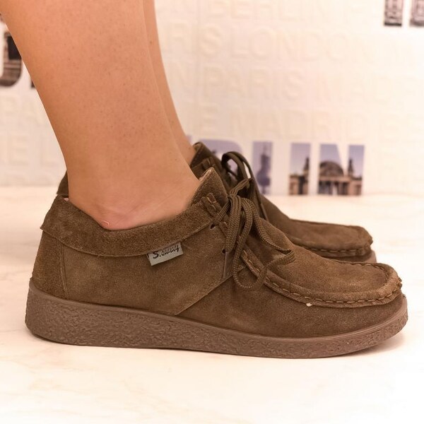 JOHN-C Dámske kožené hnedé poltopánky LAKY 35342735