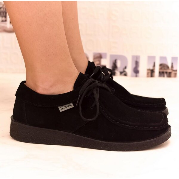 JOHN-C Dámske kožené čierne poltopánky LAKY 35342736