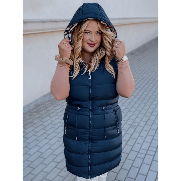 BASIC Tmavomodrá prešívaná vesta so stiahnutím v páse KERIS TY2926 35367896
