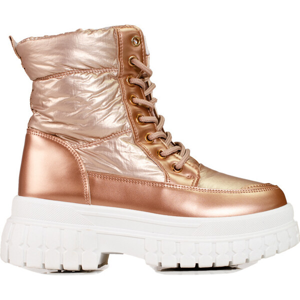 SHELOVET Zlaté dámske snehule so šnurovaním LT295-5GO 66148693