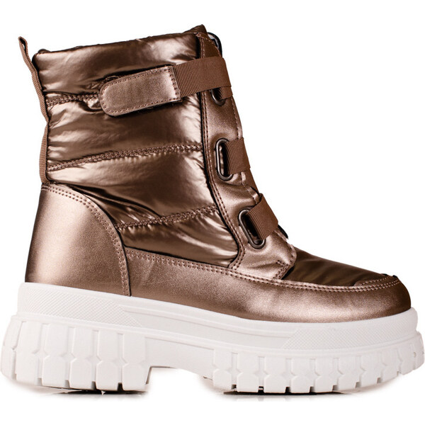 SHELOVET Dámske zlaté snehule na suchý zips LT294-4BR 66148691