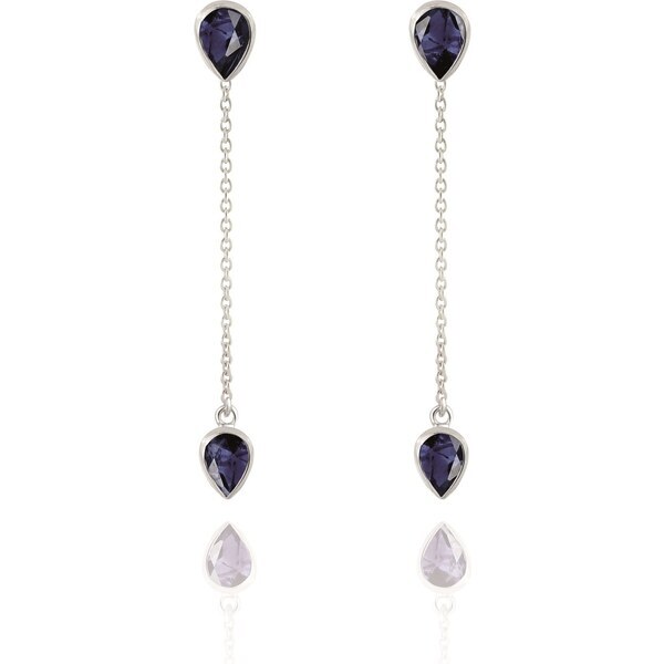 Beneto Exclusive Pôvabné dlhé strieborné náušnice so zafírmi 66588258