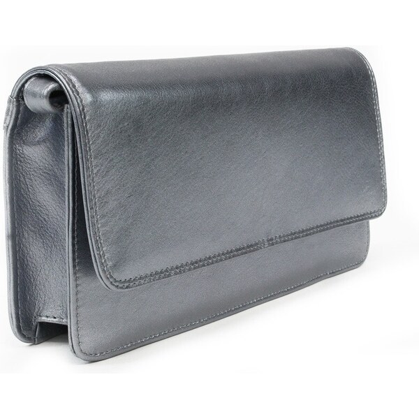 Arwel Tmavo strieborná kožená listová kabelka s popruhom 214-4071-29 66067324