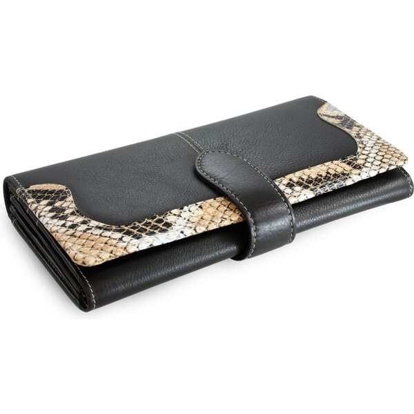 Arwel Čierna dámska listová peňaženka so zápinkou s motívom hada 511 36559829
