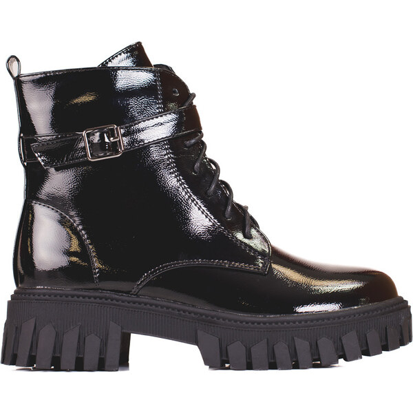 SHELOVET Dámske čierne lakované workery GD-FL2045B 66148975