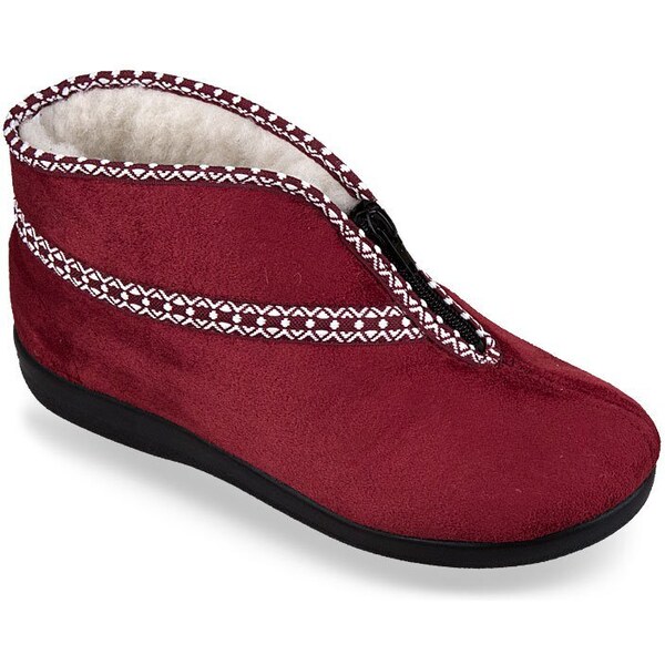 Mjartan Dámske celé uzavreté zateplené papuče s zipsom - bordové 66596954