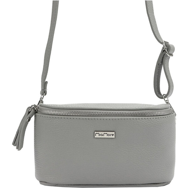 MiaMore Dámska šedá kožená ľadvinka crossbody 44594229