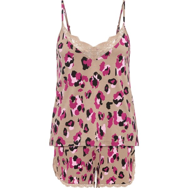 LASCANA Kraťasy Lovly Nights ružová / staroružová / čierna / biela 54236670