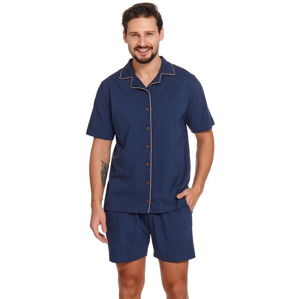 DN Nightwear Pánske pyžamo s gombíkmi Dale tmavo modré 22926477